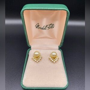 Monet Pearl Rhinestone Earrings